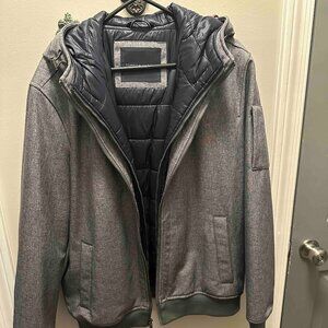 Brand New Tommy Hilfiger Gray Double Zip Hooded Jacket